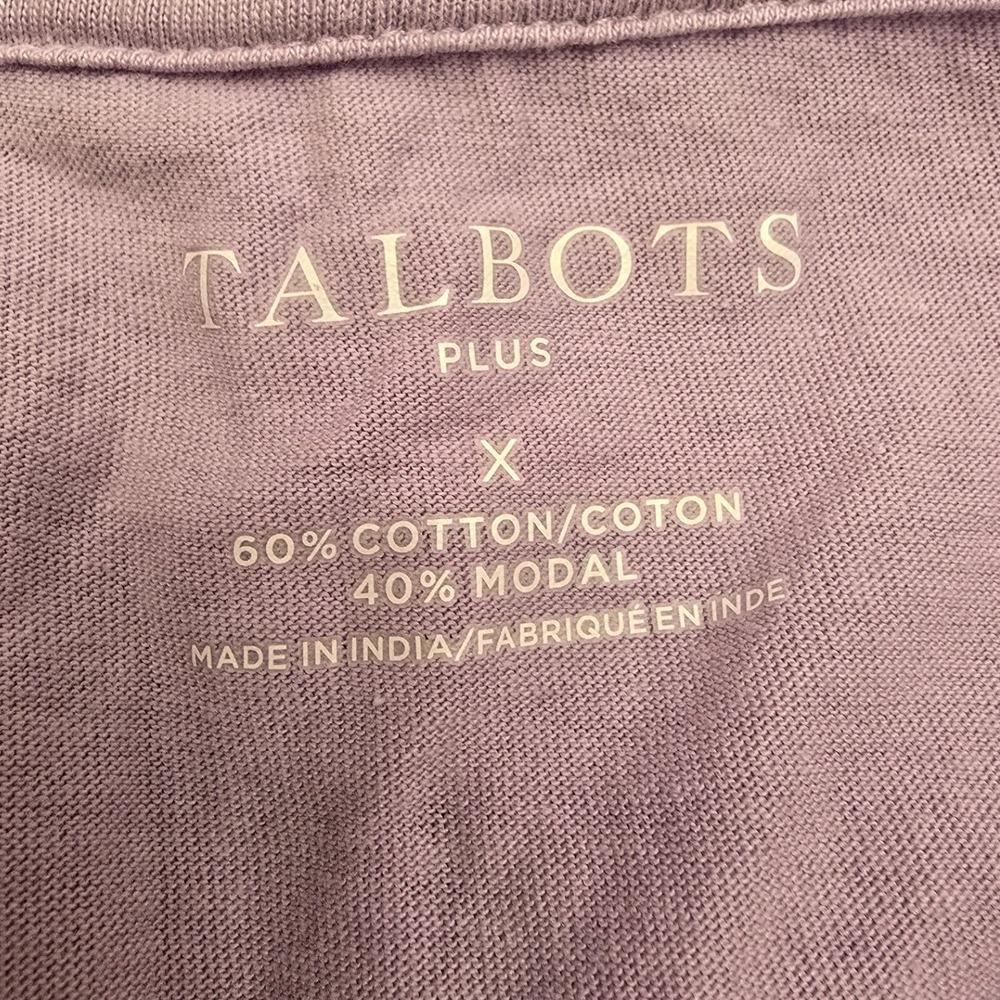 Talbots Plus Lavender Eyelet Sleeve Top XL Cottagecore Boho Feminine Soft Girl - Picture 3 of 7
